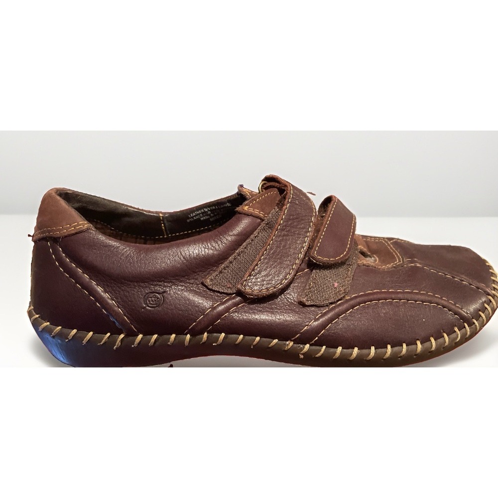 Born Shoes Flats W61252 Brown Women 9 Hook and Loop Loafer Walking Shoe Comfort